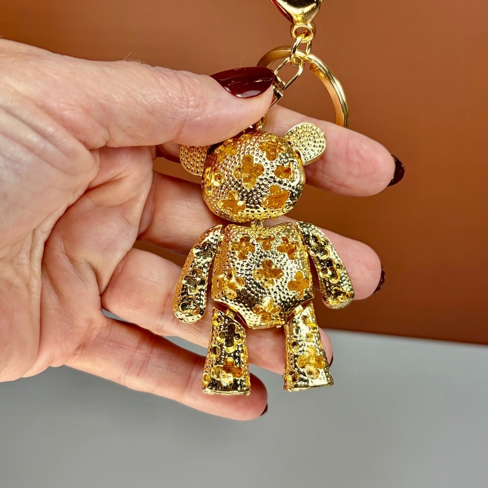 Adorable Patchwork Crystal Teddy Bear Keychain/Bag Charm - Picture 7 of 9